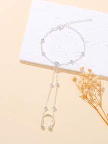 1pc Rhinestone Finger Chain, Personalized Niche Layered Necklace & Bracelet Luxury Jewelry For Women - Geometry - View 8