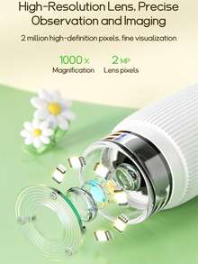 儿童显微镜，1000倍手持式数码迷你显微镜，配备2.0英寸屏幕，尺寸为5.66英寸 x 3.15英寸，便携式口袋显微镜教育玩具，手持式放大镜显微镜，儿童科学实验显微镜