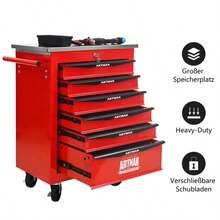 Double Door Clapboardl Multifunctional Tool Trolley - Black & Red (BLAK&RED) - Multicolor 12 - View 5