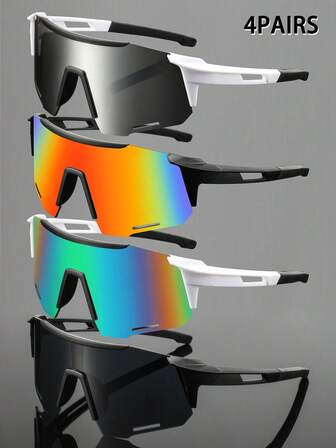 一副男士时尚环绕式镜片眼镜，适合日常佩戴，现代美学设计，耐用PC镜框和镜片，男女通用