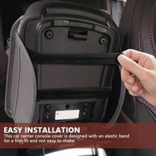 Car Center Console Cover, 12 Inch*. 87 Inch Waterproof Leather Auto Armrest Cover Protector With 2 Pocket, Comfortable Arm Rest Box Cushion Pad, Universal Interior Car Accessories Black - Xám - Xem 7