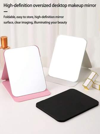 1pc Square Folding Mirror, New Bestselling Ins-Style Solid Color Super Large Tabletop Makeup Mirror, Shatterproof, Portable, Foldable, Suitable For Home, Dorm, Travel, Gift For Friends, Family, Girlfriend, Valentine's Day, Mother's Day,Cheap,Stocking Stuffers,Makeup,Makeup Tools,Cheap Stuff,Gifts,Gifts For Women,Christmas Gifts