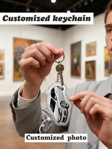 1 قلادة مفتاح السيارة الشخصية من الأكريليك، قابلة للتخصيص بصورة/صورة/طراز، قلادة الدراجة النارية، هدية بطراز السيارات اليابانية، مناسبة للرجال، السائقين، الأصدقاء، الآباء، الأزواج - متعدد الألوان - مشاهدة 4
