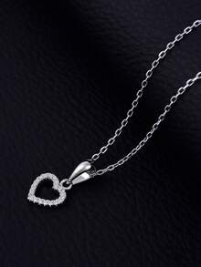 925 Sterling Silver Cubic Zirconia Paved 1 Set/1 Pair/1 Pc Romantic, Sparkling, Classic, Elegant & Fashionable Heart Shaped Jewelry Set/Earrings/Necklace For Women Perfect Decoration For Valentine's Day, Weddings, Engagement, Anniversary, Daily Life, Festivals, Holiday Travels, Birthdays, Parties & Dates Bridal Jewelry Valentines - Silver - View 12