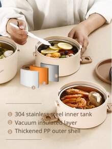 Stainless Steel Lunch Box, Large Capacity Portable And Convenient Square Box, Multi-Layer Design Lunch Box, Suitable For Home, School And Office - Khaki - View 8