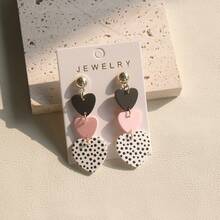 1 par de aretes largos de acrílico con corazón degradado y lunares estilo graffiti, regalo para mujeres, festivales de música y fiestas