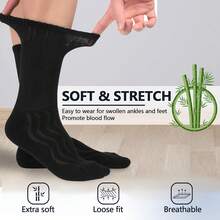 +MD 4 & 6 Pairs Bamboo Diabetic Crew Socks, Non-Binding Loose Fit For Women & Men, Soft Cushioned Sole Moisture Wicking - 4雙白色靠墊 - 查看 7