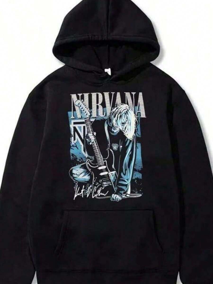 NirvanaS-KurtCoS Pullover Hoodies Printed Hoodies Mens And Womens Hoodies Vintage Unisex Hoodie With Pockets Long Sleeve - màu đen - Xem 1