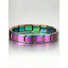 Valentine's Day1pc Fashionable Punk Style Square Elastic Splicing Bracelet Choice Women Wife Girlfriend Close Friends - Bracelet - View 10