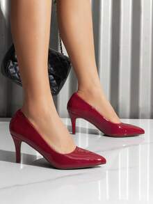 Women High Stiletto Heels Closed Pointed Toe Dress Pumps Shoes For  Wedding Work Office Business, 3 Inches SIZE UP - 紅色 - 查看 11