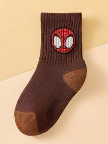 Marvel 5双装正品女袜，超级英雄图案，加厚保暖冬季毛巾袜，韩版卡通冬季袜，透气学生袜/地板袜，漫威袜子 - 彩色 - 查看 5