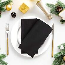 Set Of 12 Polyester Cloth Napkins 18x18 Inches - Washable Dinner Napkins With Hemmed Edges For Weddings, Than1ks 1giving, Hotel - Soft Durable Table Linen For Parties Or Everyday Use - Black,18inchx18inch(Setof12),Black - Black - 查看 4