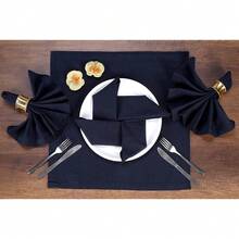 12-Pack 1OO% Cotton Dinner Napkins 18 By 18-Inch Soft Absorbent Comfortable - Ideal For Events And Regular Use - Navy,18x18EveryDayNapkin,Navy - Navy - 查看 3
