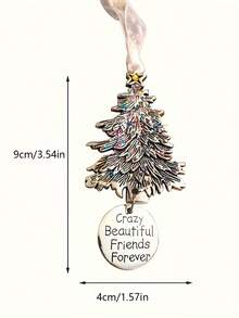 1 Stück Weihnachtsfreundschaftsamulett Geschenk, Für immer verrückt schöne Freunde, Freundschafts-Weihnachtsdekoration, Metall-Weihnachtsbaum-Ornament, Geburtstagsgeschenk, Schlüsselanhänger, Auto-Innenraum-Dekoration, Weihnachtsdekoration für Zuhause, Für immer verrückt schöne Freunde Freundschafts-Weihnachtsdekoration, Metall-Weihnachtsbaum-Ornament, Auto-Innenraum-Ornament, Metall-Kunst-und-Handwerks-Weihnachtshängedekoration - Verschiedenfarbig - Übersicht 4