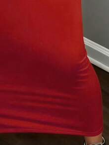 EARO European And American Ins Style Women's Solid Color Sexy Bodycon Maxi Skirt, Spring/Autumn New Arrivals, American Bombshell Casual Daily Fashion Elegant High Waist Elastic Waist A-Line Fitted Slim Skirt - Wine Red - View 4