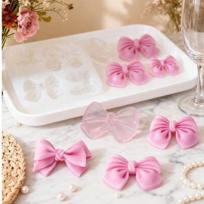 Bộ khuôn silicon hình nơ, khuôn silicon chịu nhiệt và độ đàn hồi cao, đa năng - dùng để làm nến, thạch cao/sơn, đồ chơi giải tỏa căng thẳng, phông nền chụp ảnh, trang trí nhà cửa, quà tặng tiệc tùng, quà tặng thủ công, đúc liền khối, dẻo và dễ vệ sinh, có thể tái sử dụng