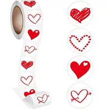 Autocolante cu inimioare roșii pentru Ziua Îndrăgostiților - Autocolante lucioase cu inimioare, arcuri, săgeți și pictograme Cupidon - Foi de autocolante din hârtie vrac pentru împachetat cadouri, felicitări, plicuri, decorațiuni de petrecere (roz și alb) - Multicolor - Vizualizare 1