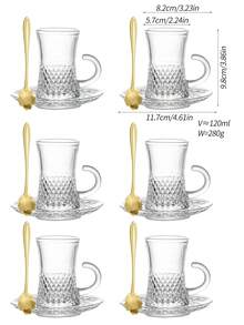 12pcs/18pcs Vintage Turkish Tea Cup Saucer Set - Elegant Gold Embossed Arabic Coffee/Tea Cups With Non-Slip Coasters, Reusable Glassware, Suitable For Ramadan (Eid Al-Fitr) - Multicolor - View 16