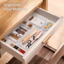 25 PCS Clear Plastic Drawer Organizer Set, 4 Sizes Desk Drawer Divider Organizers And Storage Bins For Makeup, Jewelry, Gadgets For Kitchen, Bedroom, Bathroom, Office - 無色 - 查看 4