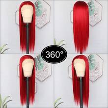 13x4 Free Part Mint Green Long Straight Lace Front Wigs Glueless Long Silky Straight Wigs Pre Plucked HD Lace 180% Density Light Green Wig Soft Free Part Wear And Go Lace Front Wigs For Fashion Women Party & Daily Wear 26 Inch - 紅色 - 查看 6