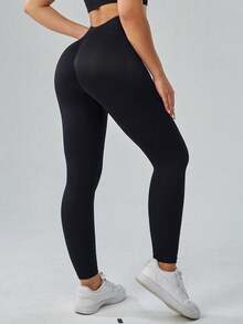 1PC Solid Color High Waisted Thick Yoga Pants For Women, Tummy Control & 4-Way Stretch, Ideal For Workout & Running High Haisted Licras With Moisture-Wicking For Yoga Leggings Women