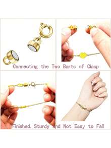 1个/2个磁性项链扣，双磁性项链扣，镀金/镀银首饰转换扣，项链延长链，手链，首饰制作材料，适用于手链、项链和链条 - 彩色 - 查看 4