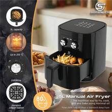 SUPERLEX Air Fryer, 8 Preset Mode Ovens, 5-Liter Cooking Oven, Temperature Adjustable Range 80-200°C, Built-In 60-Minute Timer Function, Non-Stick Inner Pot Design, Overheating Protection Mechanism, Automatic Power Off Function, Healthy Oil-Free, Low-Fat Cooking Support Automatic Delay Function, Is A Multi-Functional Cooking Oven - UK Plug(220-240V) - View 2