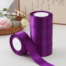 1 Cuộn Ruy Băng Satin Rộng 0,6cm/4cm Dùng Làm Nơ, Trang Trí Bánh, Gói Quà, - Màu tím - Xem 5