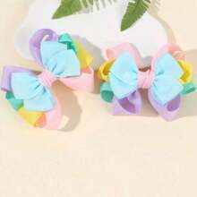 2 Piezas de Pinzas de lazo de colores caramelo para niñas pequeñas , accesorios para el cabello de niños y adolecentes , adecuados para el dia - Multicolor - Ver 3