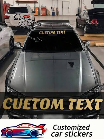 1 st anpassningsbar text framrutebanner bildekal - Vattentät, UV-resistent, hållbar vinyl, självhäftande installation, engångsbruk, högkvalitativ vinyl, personalisering av fordon, bilentusiaster, lämplig för glas- och fönsterytor, bildelar, bil DIY-modifiering, bildelar, fordonsanpassning, animeteman, solskydd, vattentätt material, bildekal, biltillbehör, fordonsägare