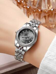 Minimalist High-Value Fashion Rhinestone Dot Scale Dial Steel Band Quartz Watch, Suitable For Birthday Gift, , Singles Day 1pc/Set - Multicolor - View 4