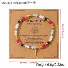 1PC Bohemia, Cross Bracelet, Colored Crystal Bracelet, Colored Glass Bracelet, Colored Elastic Bracelet, Cross Easter Card, Lucky Bracelet, Stackable Bracelet, Couple Bracelet, Friend Gift, Birthday Gift, Friend Gift, Sisters Bracelet, Family Gift, Valentine's Day Gift, Christmas Gift, New Mother Gift, Christian Gift, Baptism Gift, Anniversary Gift