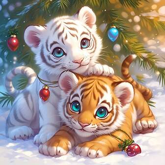 5D 다이아몬드 페인팅 키트 - 초보자에게 적합, 라운드 다이아몬드 아트, 귀여운 호랑이 테마 수제 모자이크, 풀 드릴 캔버스 다이아몬드 자수, 홈 데코 공예, 액자 없는 깜짝 선물