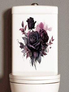 Purple Flower Bathroom Toilet Seat Decal, Creative Waterproof Toilet Cover Decoration - Multicolor - View 10