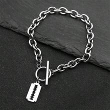 Hip Hop Razor Blade Shape Bracelet For Women Men Stainless Steel Silver Color Pendant Ot Buckle Bracelet Fashion Jewelry - Pendant Bracelet - View 3