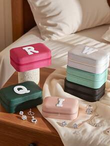 1pc A-Z Letter Jewelry Box, Bride Jewelry Box, Bridesmaid Gift Box, Mini Jewelry Box, Women's Birthday Gift, Girlfriend, Friend Gift, Christmas, Halloween, Birthday, Wedding Gift, Fashion Travel Jewelry Box, Personalized Gift - Women's Travel Jewelry Box, Teen Christmas Gift, Ring Box, Women's Gift Box, PU Leather Jewelry Box (For Rings, Pendants, Earrings, Necklaces, Etc.) - Multicolor - View 6