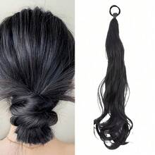 1pc Synthetic Hair Extension Bundled In Twisted Style, Length Around 20inch, Suitable For Daily Wear, Black - Black - View 12