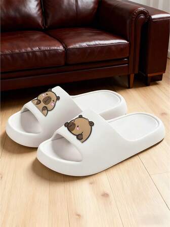 Men's Comfortable, Soft, Fashionable, Versatile, Solid Color, Simple Design, Thick Sole, Non-Slip, Odor-Resistant EVA Bathroom Slippers, All Season