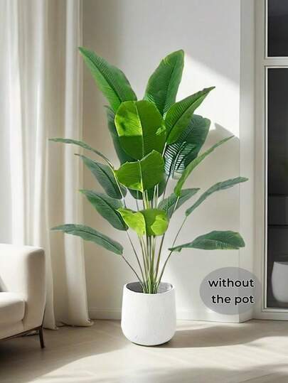 1pc Artificial Tropical Banana Plant,Fake Banana Tree. No Flower Pot.Suitable For Home And Garden Decoration. Very Suitable For Housewarming Celebrations, Festival Celebrations, Photography Backgrounds, Party Decorations, Christmas, Easter, Thanksgiving, Valentine's Day And Other Festive Occasions.