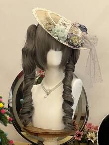 alicegarden 1 顶合成耐热卷发长假发，带刘海，28 英寸长，编织自然逼真，适合日常佩戴（不含配件） - 深灰色 - 查看 4