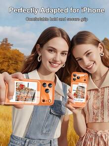 1 personalisierter Klebezettelmuster Benutzerdefinierter Paar Freund Familie Foto Name Hochauflösend Glas Orange Komplettpaket Handyhülle kompatibel mit iPhone 17/Air/17pro/17promax/16/16pro/16plus/16promax/15/14/13 und anderen Handymodellen, geeignet als Geschenk für Freunde - Orange - Übersicht 7