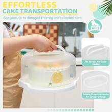 10 Inch Cake Carrier With Lid, Plastic Cake Storage Container & Cupcake Keeper, 2-Sided Base With Handles For Transporting Cakes, Cookies, Fruits, Party, Potluck - 白色 - 查看 2