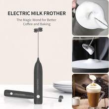Rechargeable 3-Speed Electric Milk Frother, Stainless Steel Stand Design, Type-C Fast Charging, Suitable For Making Cream Coffee, Hot Chocolate And Matcha, Quiet And Durable - Black - View 3