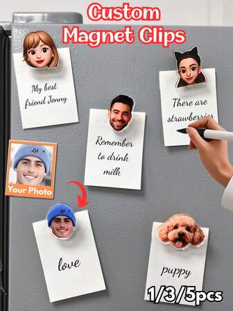 1/3/5 szt. Filtr z motywem kreskówek DIY i zwykły klips do lodówki – ekskluzywna magnetyczna pamiątka na prezent, wielofunkcyjny spersonalizowany klips – ekspozycja zdjęć + uchwyt na notatki + dekoracja lodówki w jednym, połączenie prawdziwych wspomnień z uroczymi, kreskówkowymi klimatami, zabawny akcent w zwyczajnych wspomnieniach, dający codzienne ciepło, wyjątkowa pamiątka dla par, aby uczcić kamienie milowe miłości