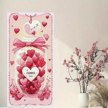 1 pieza Pancarta de fondo para el pórtico del Día de San Valentín, tema de amor, Día de las mariposas, corazones, adecuado para la decoración de la entrada del hogar, tela de poliéster duradera, accesorio de fondo para fotografía, decoración imprescindible para el Día de San Valentín, decoración de pared para bodas, pancarta para la puerta principal del Día de San Valentín, ducha nupcial, aniversario - Multicolor - Ver 3