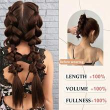Synthetic Long Twist Braid Ponytail Extensions With Rubber Band 20 Inch Boxing Braided Hair Extensions For Women Daily Use - Multicolor - View 5