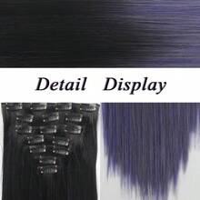 Clip In Hair Extensions 7 PCS Set Ombre 24Inch Long Straight Hair Extension For Women Synthetic Hair Extensions Hairpieces - Multicolor - View 7