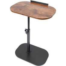 Large Adjustable C Shaped Side Table, Height Adjustable End Table, 360°Swivel Living Sofa Coffee Table For Bed/Bathtub, Rotating Tabletop (Walnut) - Retro-coloured - View 1