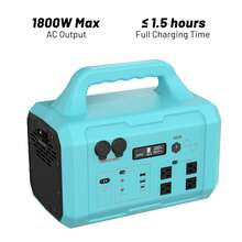1800W Portable Power Station , 1024Wh LiFePO4 Battery, 1.2H Fast Charging, UPS Function, 4x1800W AC/100W USB-C Output Use As A Solar Generator For Home Backup Power, Camping & RVs,7 Colors To Choose From - 美規B型插(110-127V) - 查看 13