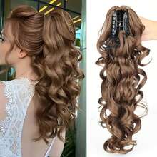 Synthetic Hair Claw Clip Curly Elastic Ponytail, Fluffy Black & Brown Ponytail Extensions Hair Accessories Elegant Hair Clips Fashion Hair Clutch - 彩色 - 查看 14